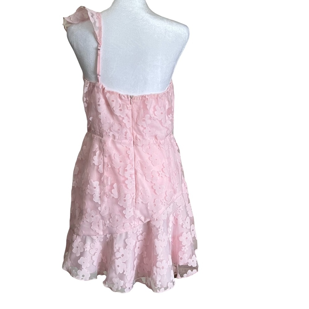 Elegant Pink Floral One-Shoulder Dress - Picture 3 of 5